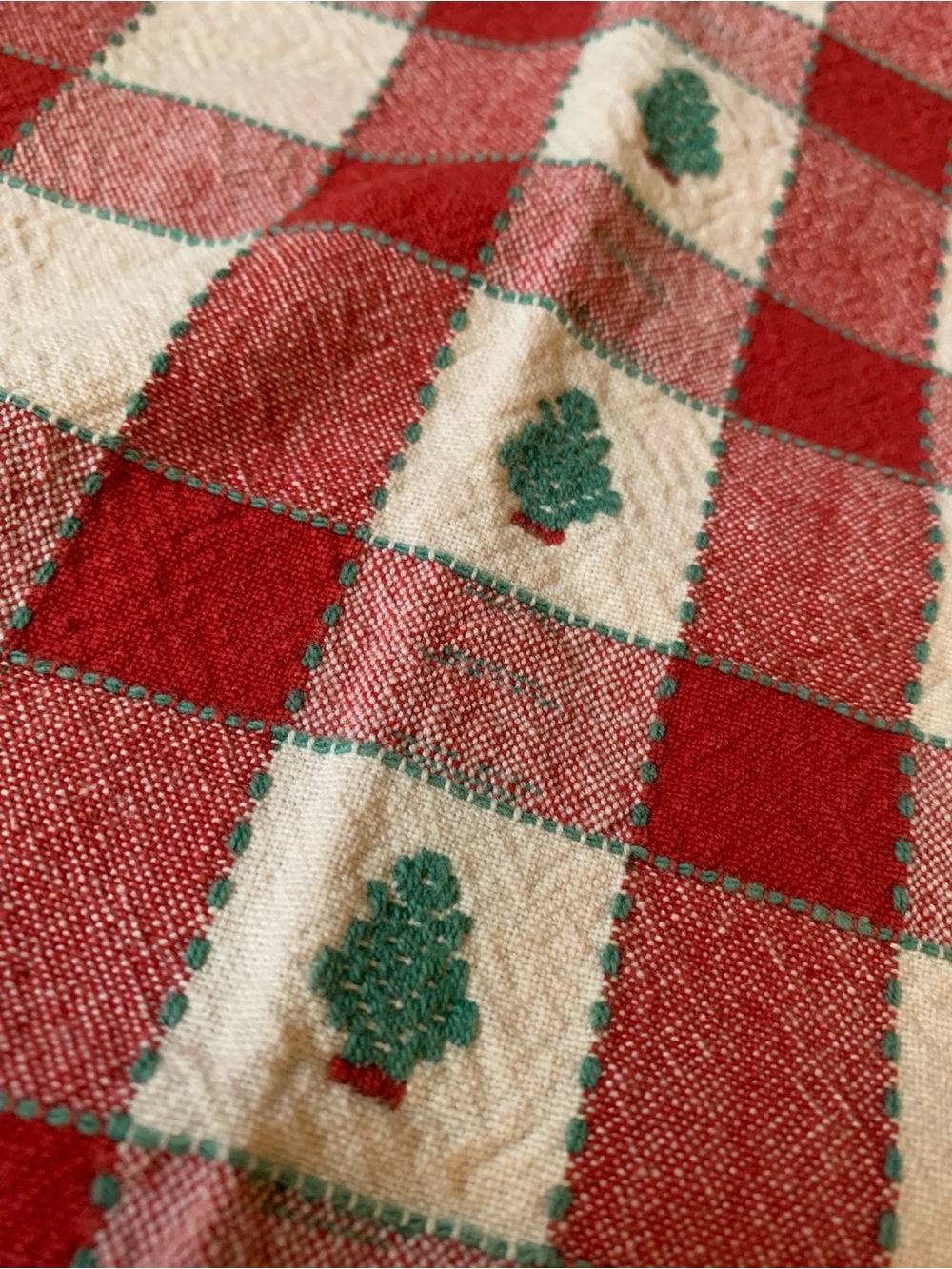 Vintage Embroidered Christmas Tree Tablecloth - Picture 4 of 5